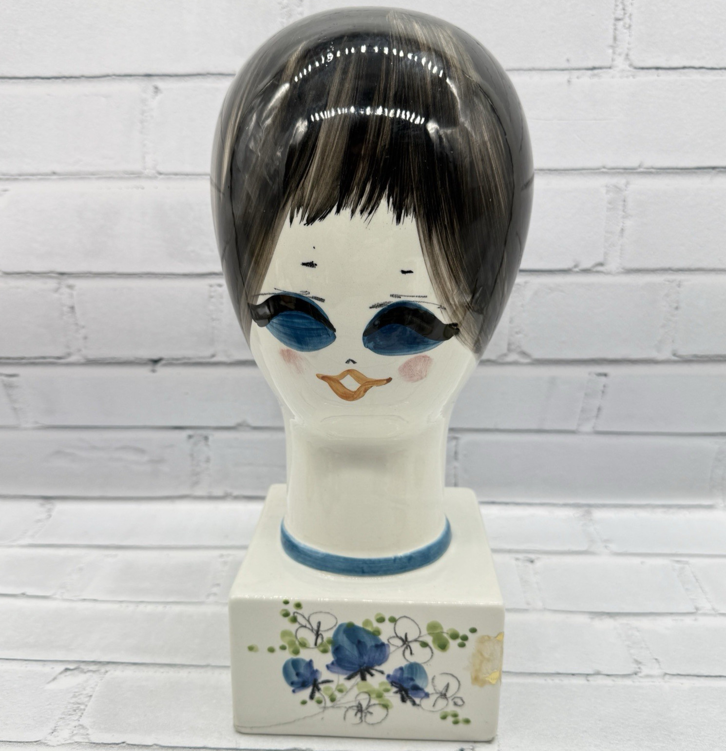 Quadrifoglio Milvia Italian Ceramic Mannequin Head Wig Hat Stand Hand Painted