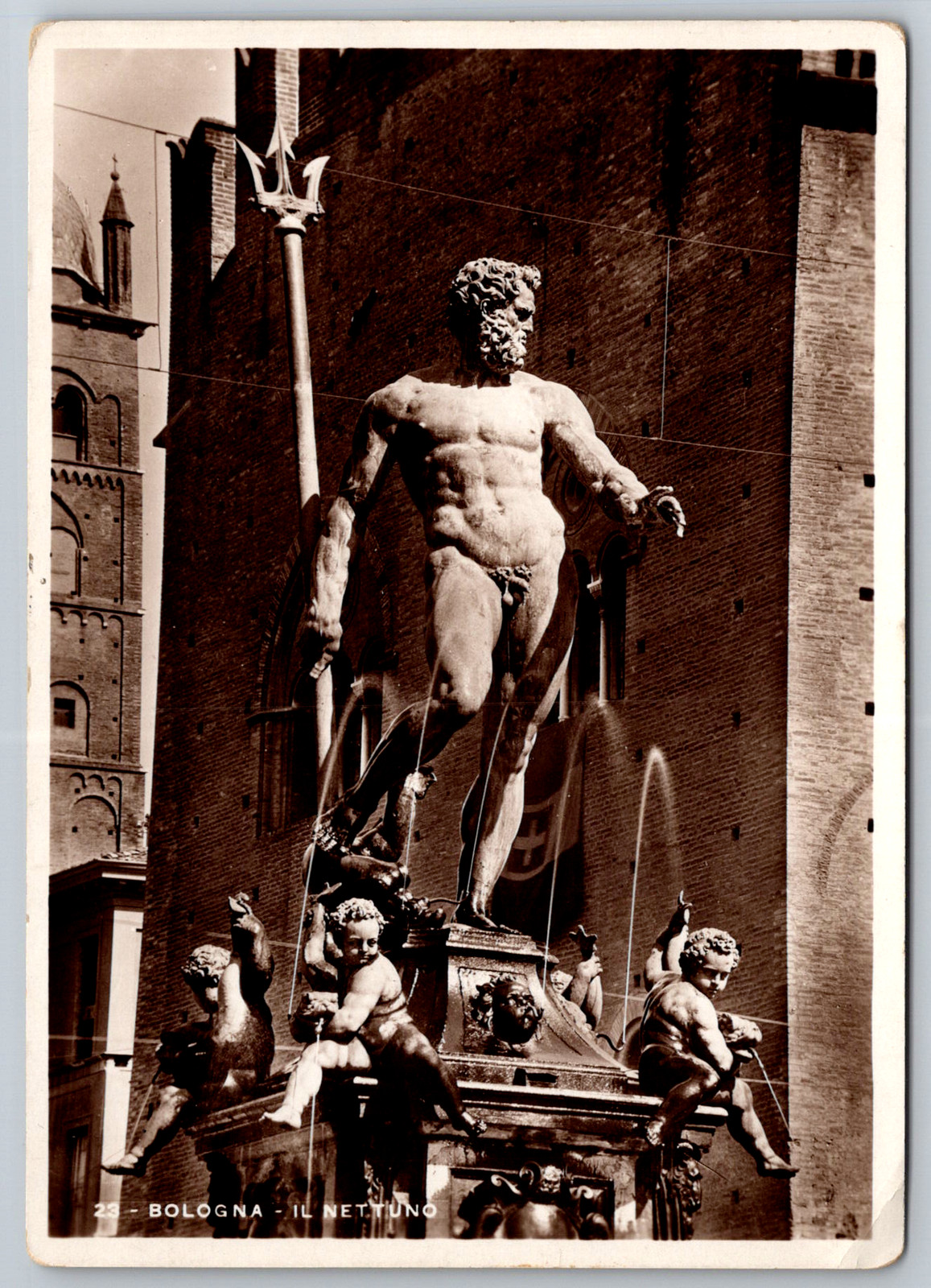 RPPC c1960s Fountain of Neptune Giambologna Sculpture Italy Postcard RPPC c1960s Fountain of Neptune Giambologna Sculpture Italy Postcard