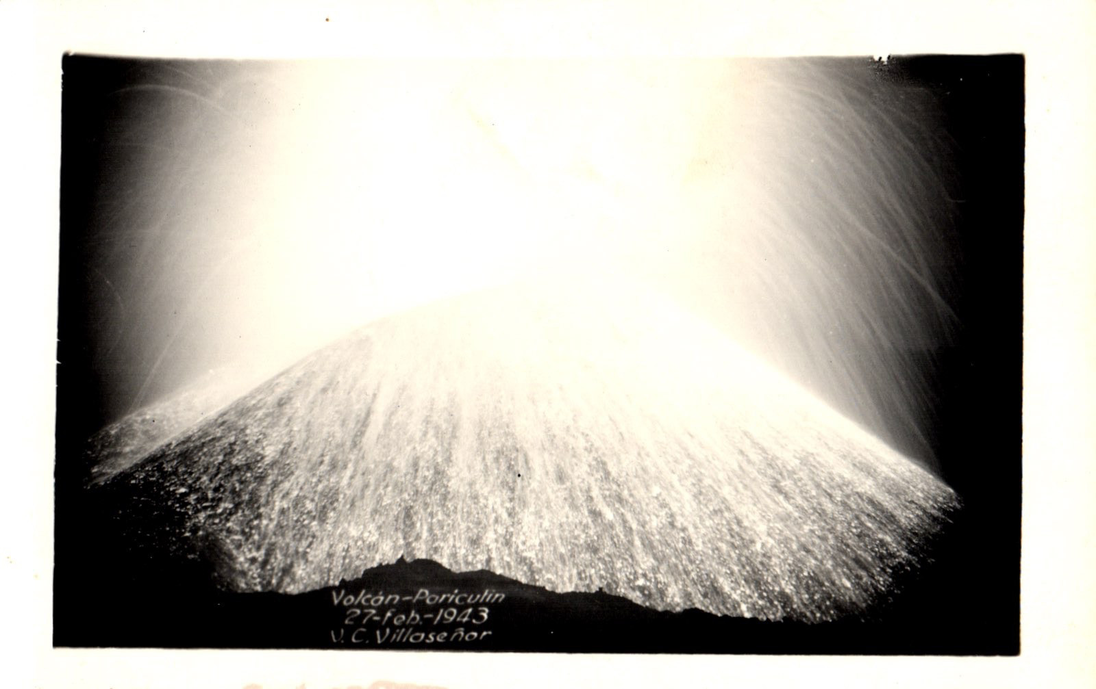 1943 RPPC Paricutin Volcano Eruption Mexico Real Photo Poscard Villasenor M1