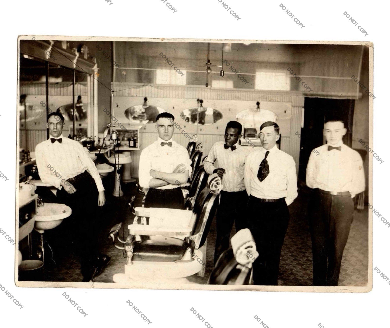 c1910 INTEGRATED BARBERSHOP BLACK BARBER AFRICAN AMERICAN AMERICANA OCCUPATIONAL