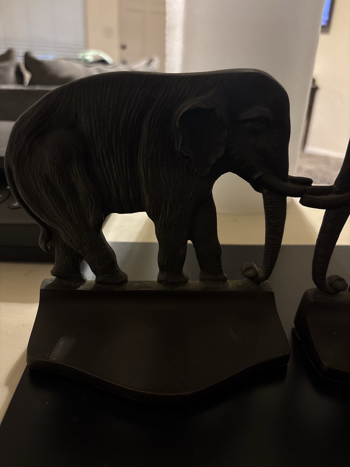 Vintage 1920s Cast Bronze Elephant Pair Bookends