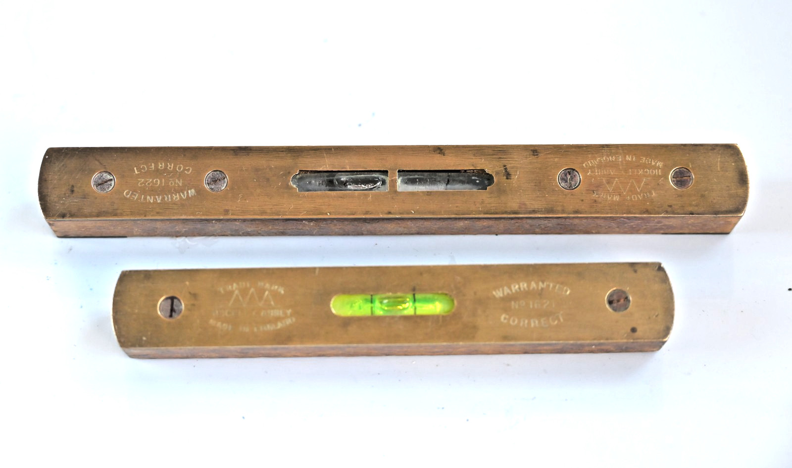 Pair Vintage Hockley Abbey Brass Spirit Levels - 8\
