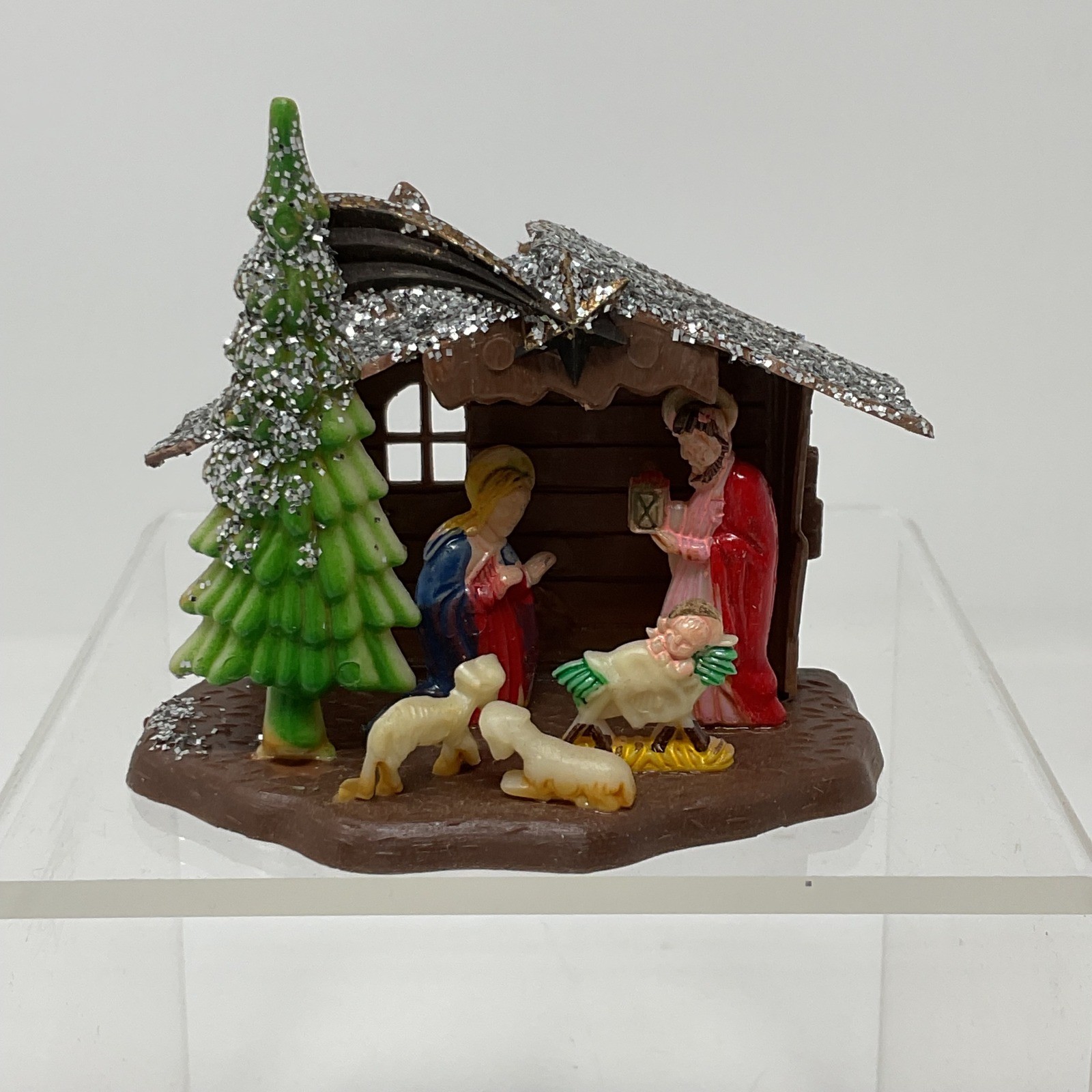 Vintage TG&Y Nativity Set No 301 Hong Kong Plastic Miniature Glitter Manger Box