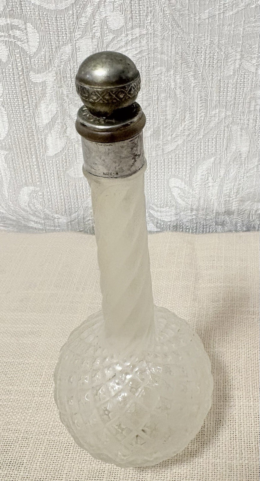 Vtg Art Deco Perfume Bottle Twisted Neck & Stars By Lucien LeLong Bottle Only P