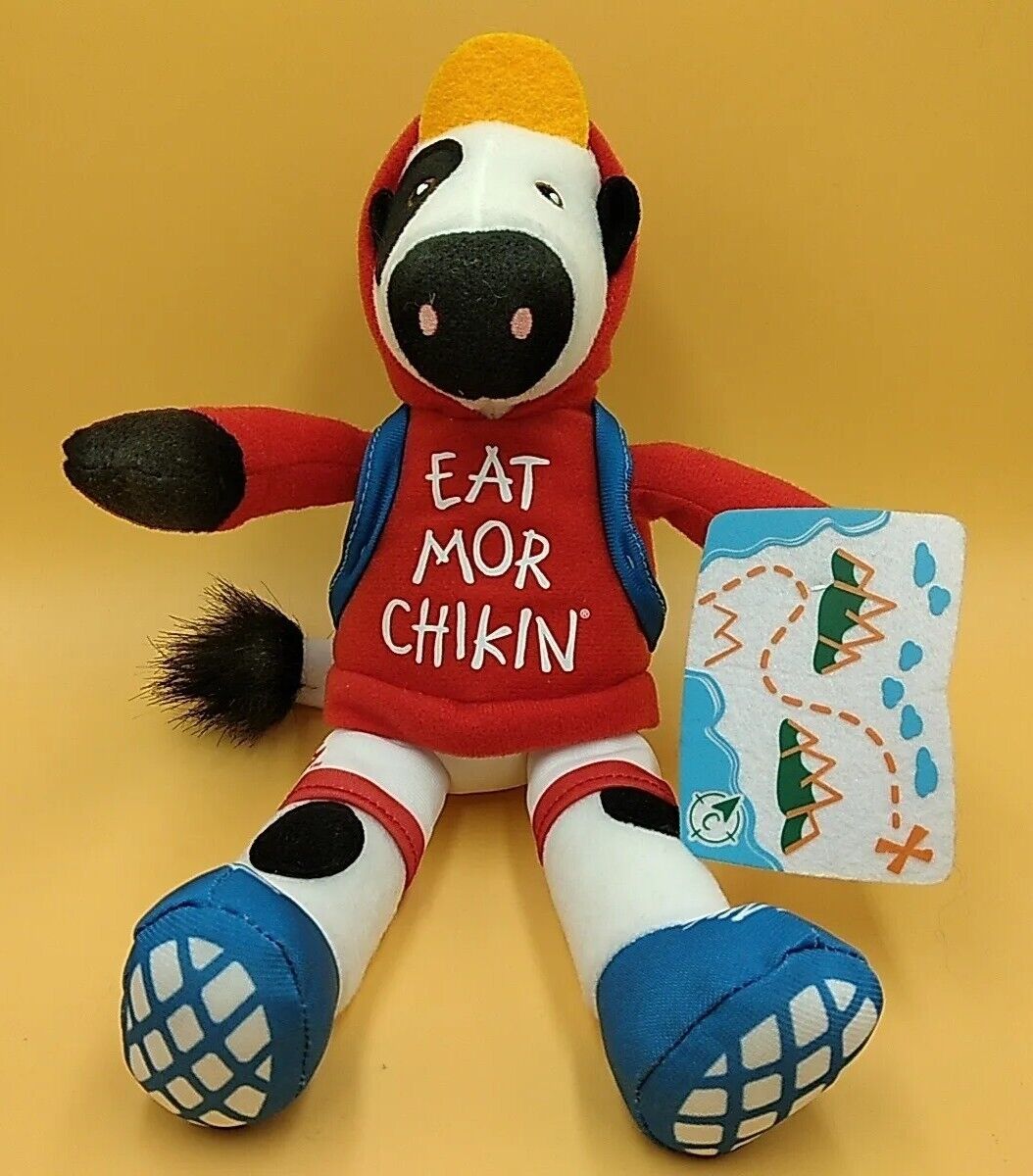 Chick-fil-A Plush Cow Doll Toy Summer 2023 Eat Mor Chikin Red Hoodie Traveler 9\
