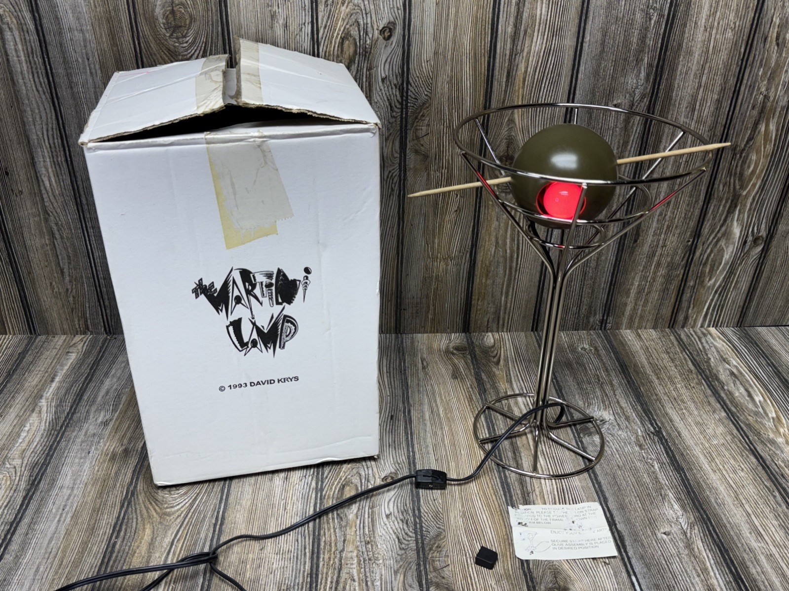 Vintage 1993 David Krys Olive Martini Lamp Large 14.5\