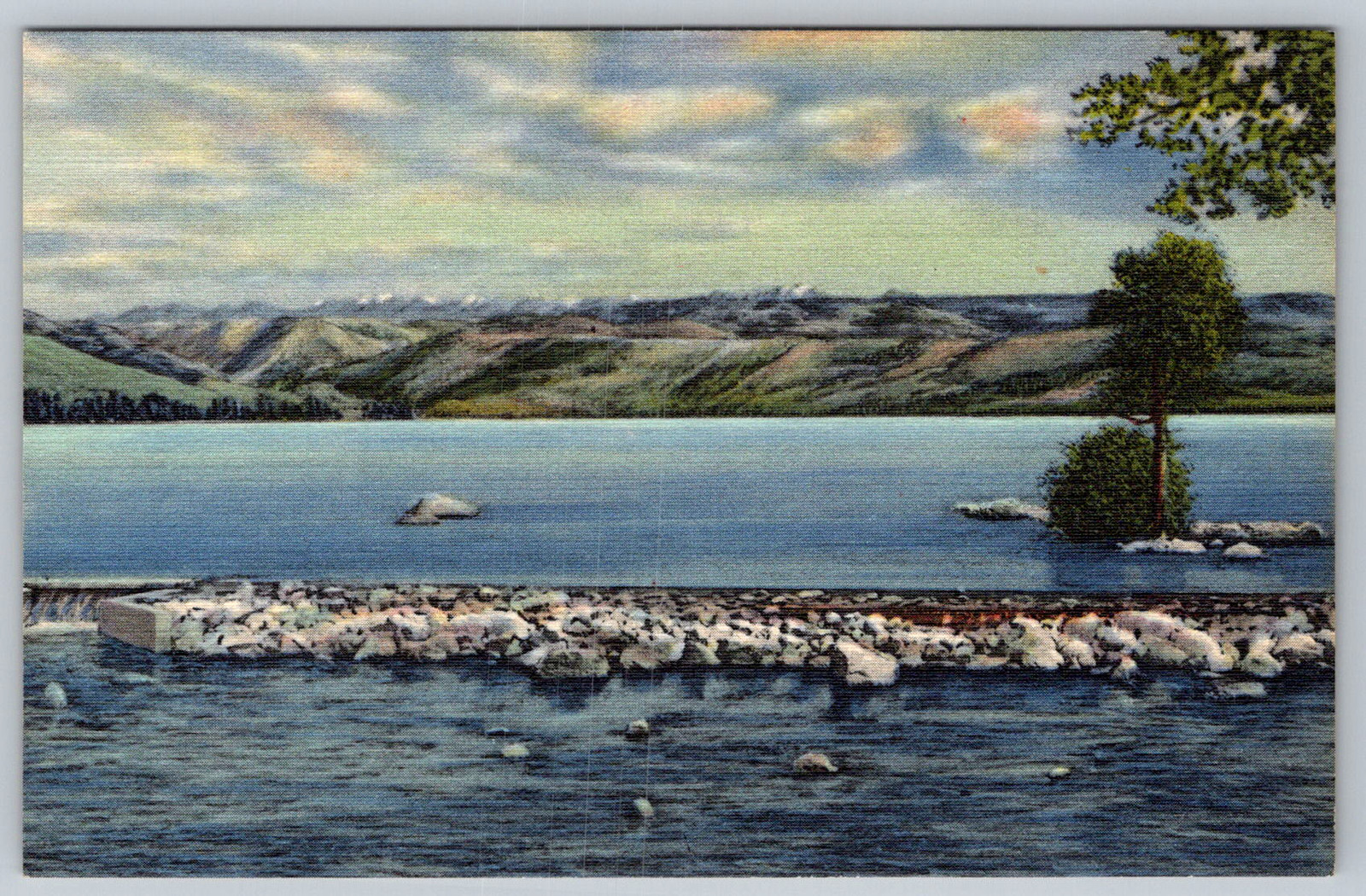 c1940s Fremont Lake Pinedale Wyoming Scenic View Vintage Postcard
