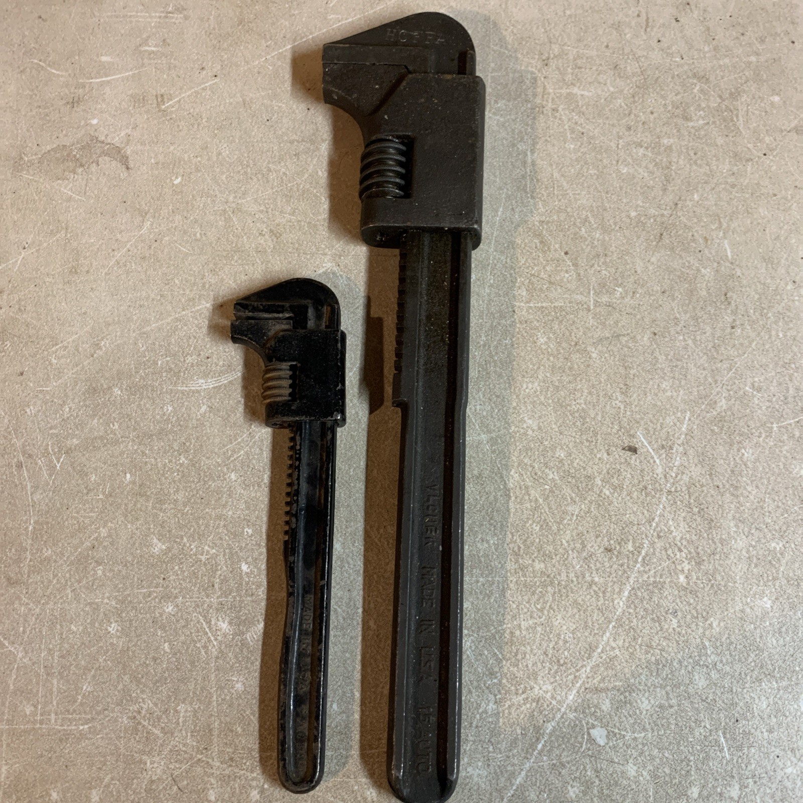 Lot Of 2 Vintage Vlcheck Pipe Wrenches 15” & 9”
