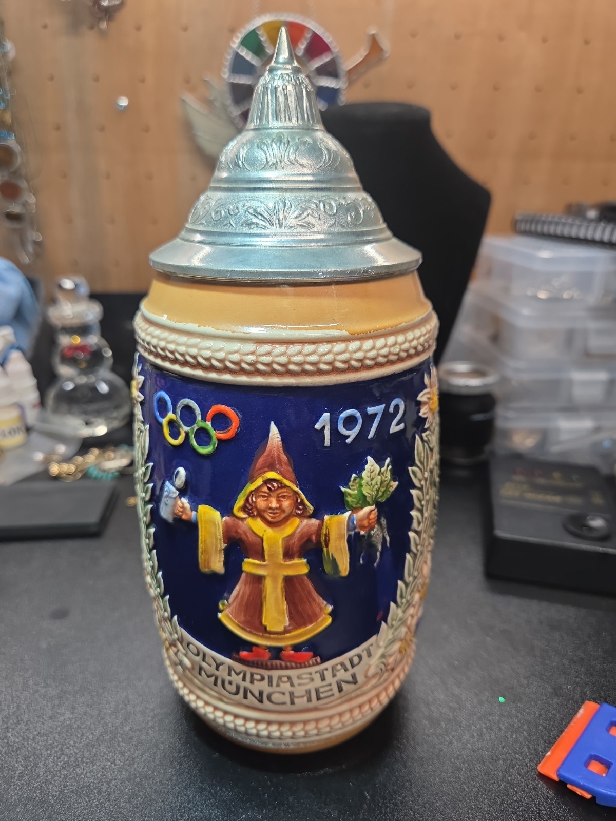 Vintage 1972 Munich Olympics Beer Stein “Olympiastadt Munchen” with Lid Preowned Vintage 1972 Munich Olympics Beer Stein “Olympiastadt Munchen” with Lid Preowned