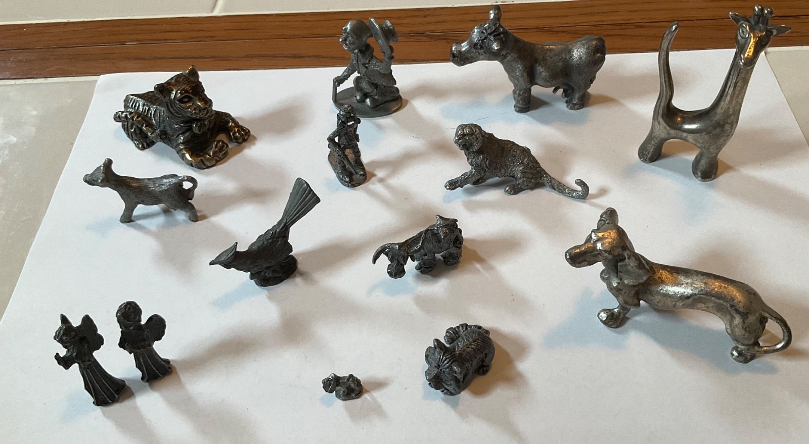 LOT(14 pcs) vintage pewter figurines. Cows, clowns, angels, bird, tiger, dogs LOT(14 pcs) vintage pewter figurines. Cows, clowns, angels, bird, tiger, dogs