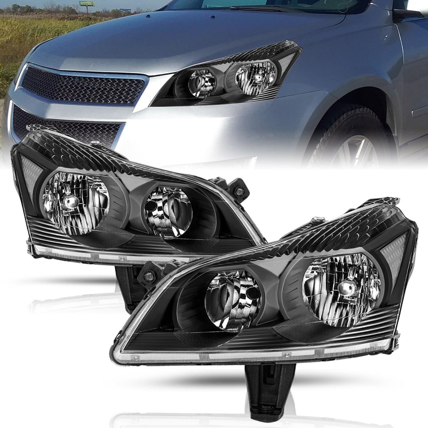 Fits for 2009 2010 2011 2012 Chevy Traverse Headlights Replacement [Halogen OE S