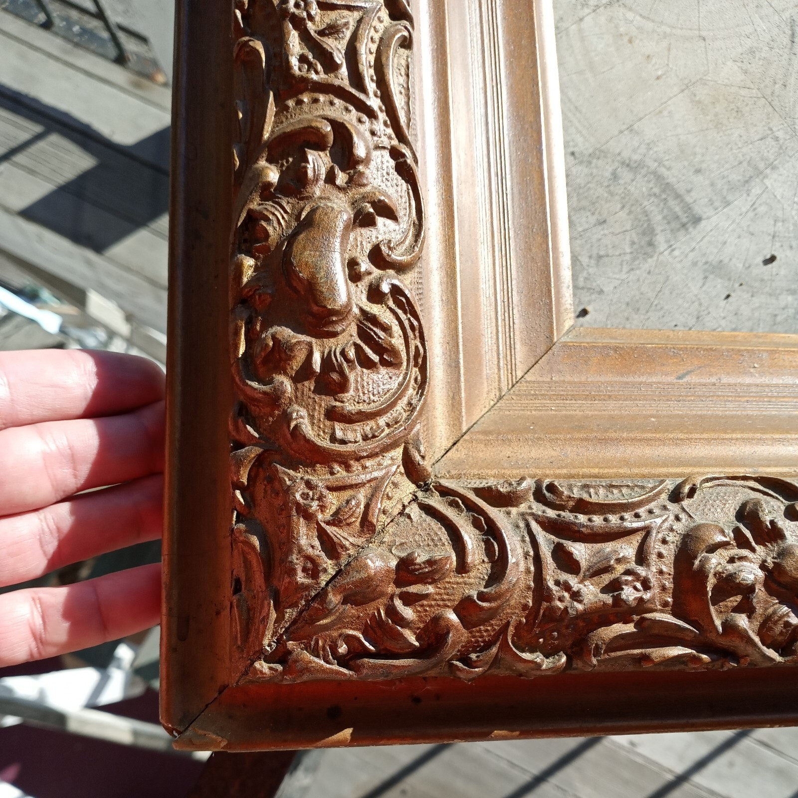 VTG 19 c. Picture Frame Ornate Gilt Wood Gesso Wide Gold Painting Mirror Antique VTG 19 c. Picture Frame Ornate Gilt Wood Gesso Wide Gold Painting Mirror Antique