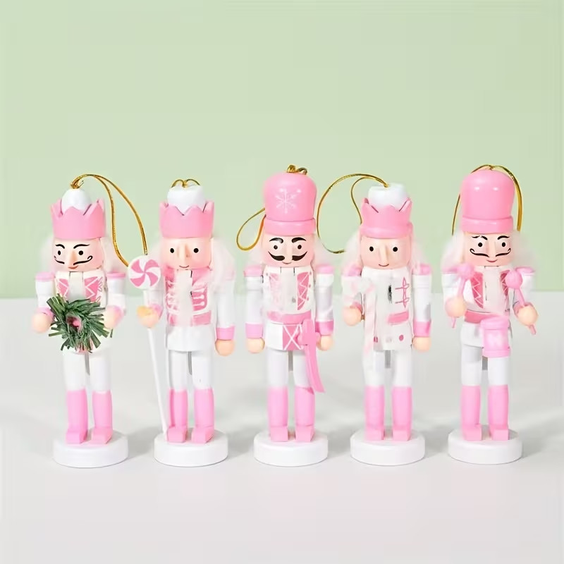 5-Set Christmas Nutcracker Soldier Dolls Hanging Ornaments Home Decor Pink 5-Set Christmas Nutcracker Soldier Dolls Hanging Ornaments Home Decor Pink