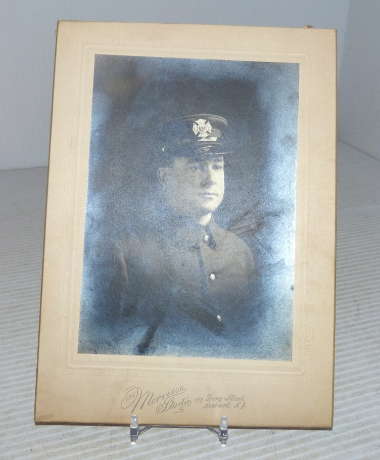 Antique Occupational Cabinet Card Photo Fireman Newark New Jersey