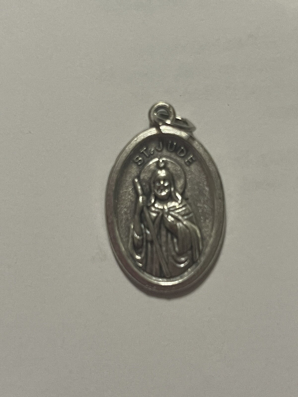 Silver Toned Base Catholic Saint St Jude the Apostle Medal Pendant, 1 Inch Silver Toned Base Catholic Saint St Jude the Apostle Medal Pendant, 1 Inch