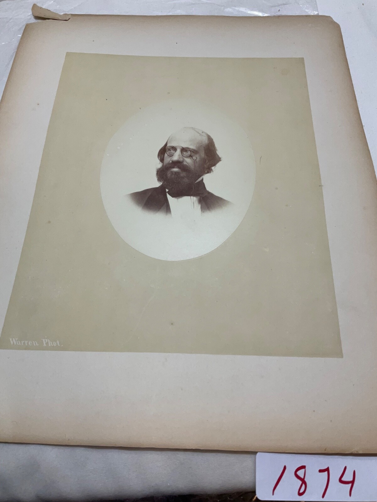 AMERICAN ASTRONOMER & SCIENTISTS JOSEPH LOVERING PHOTO BY WARREN PHOTO. @1874