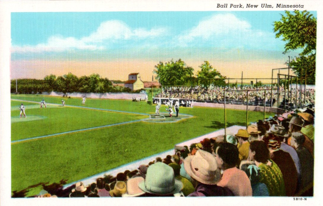 VTG 1945 NEW ULM MN BALL PARK BASEBALL GAME SPECTATORS Teich Archives MINT