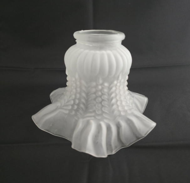 Vintage Frosted Glass Lamp Shade Ruffled Floral Replacement 4.5 Inch