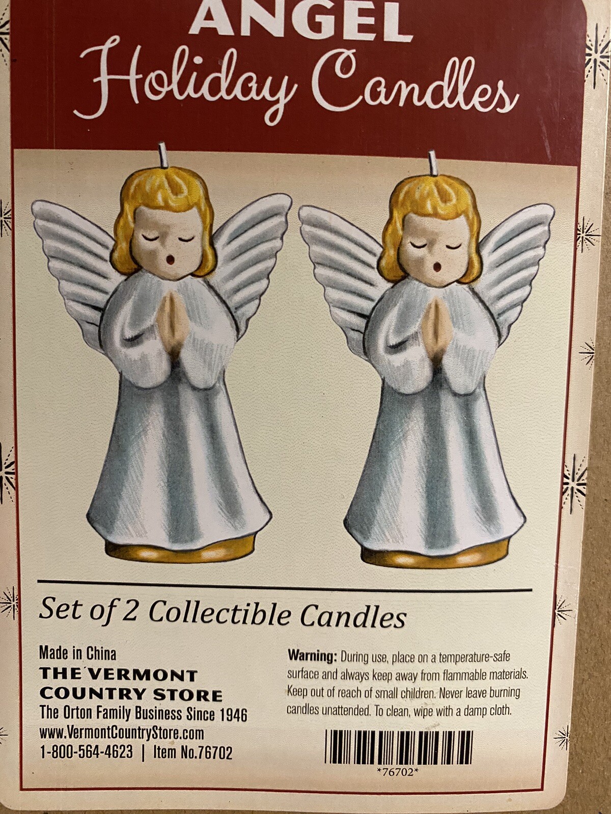 TWO Vintage Praying Angels -Candles Mint Vermont Country Store with box. TWO Vintage Praying Angels -Candles Mint Vermont Country Store with box.
