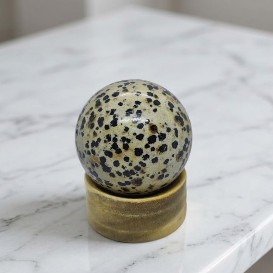 Dalmatian Jasper Crystal Ball Grey Polished Sphere, Protective Healing Stone