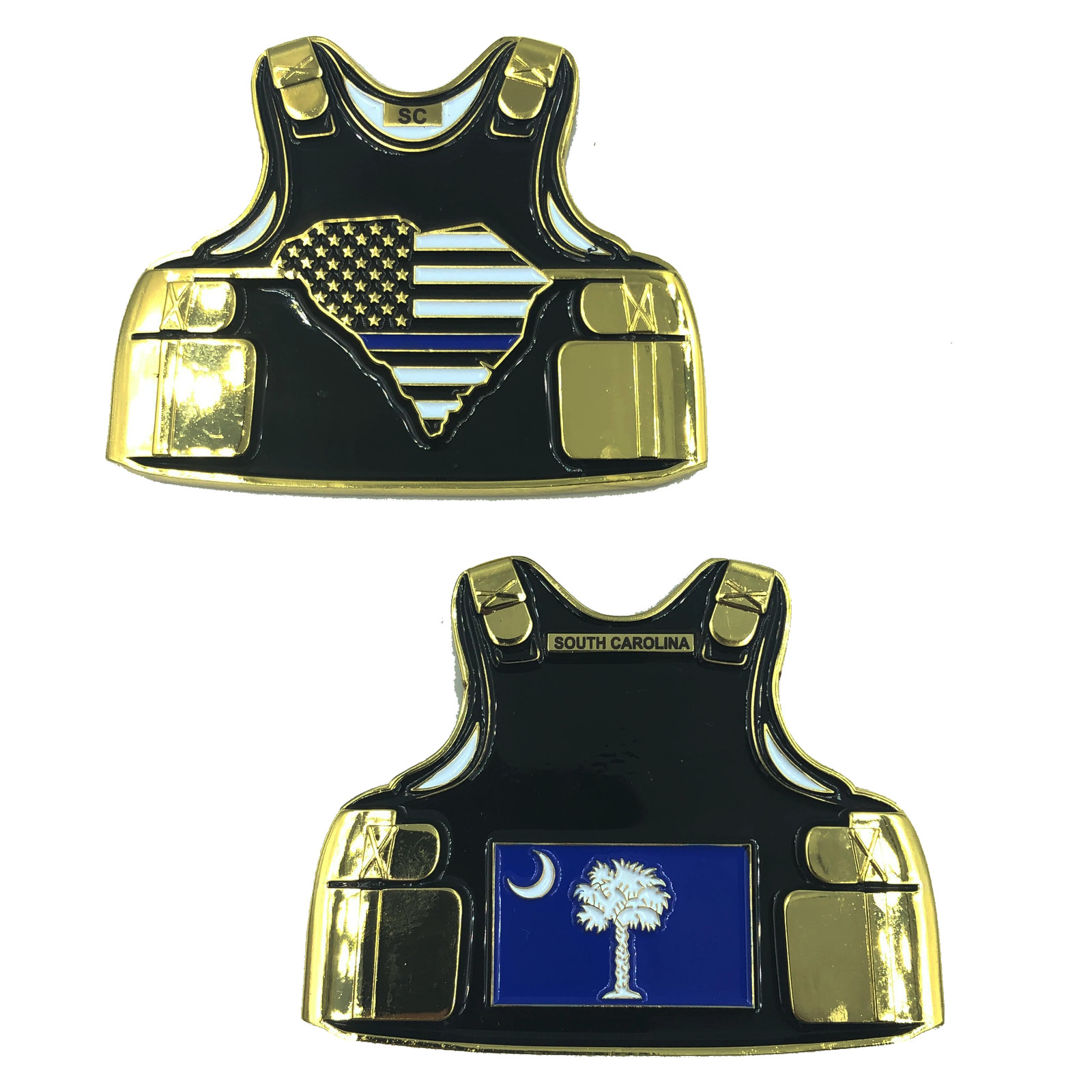 C-002 South Carolina LEO Thin Blue Line Police Body Armor State Flag Challenge C