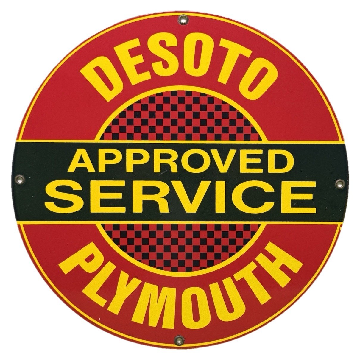 VINTAGE DESOTO PLYMOUTH PORCELAIN SIGN APPROVED SERVICE DEALERSHIP AUTO