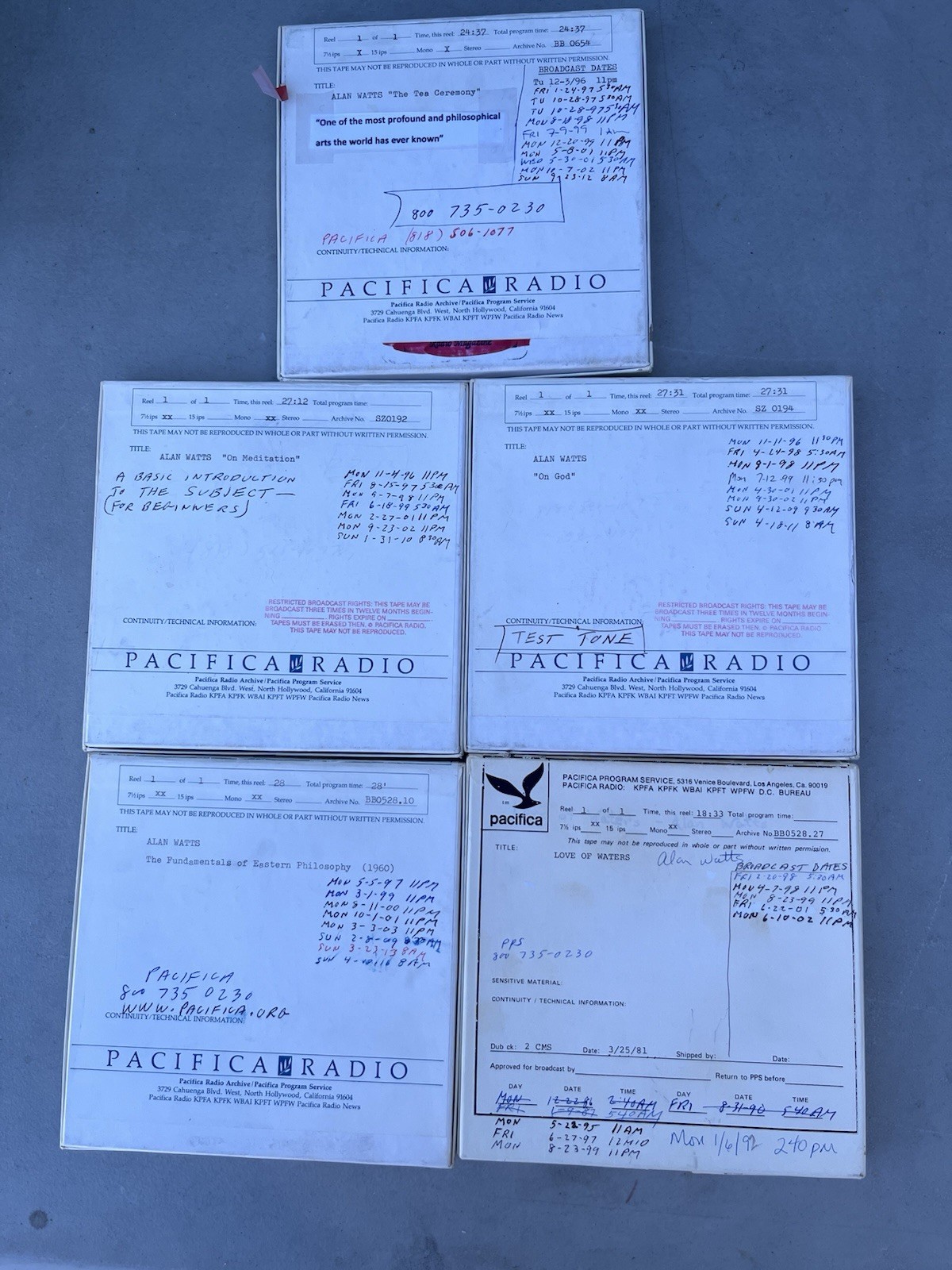 Alan Watts Speech Talk Pacifica Radio Tape Reel Lot Meditation Yoga Philosophy