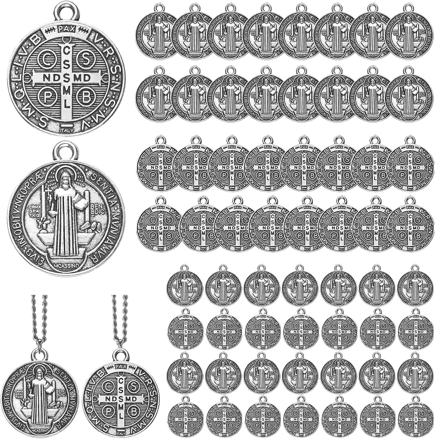 Tudomro 120 Pieces St Benedict Medals 0.94 X 0.79 Inch Christian Metal Saint Pen Tudomro 120 Pieces St Benedict Medals 0.94 X 0.79 Inch Christian Metal Saint Pen