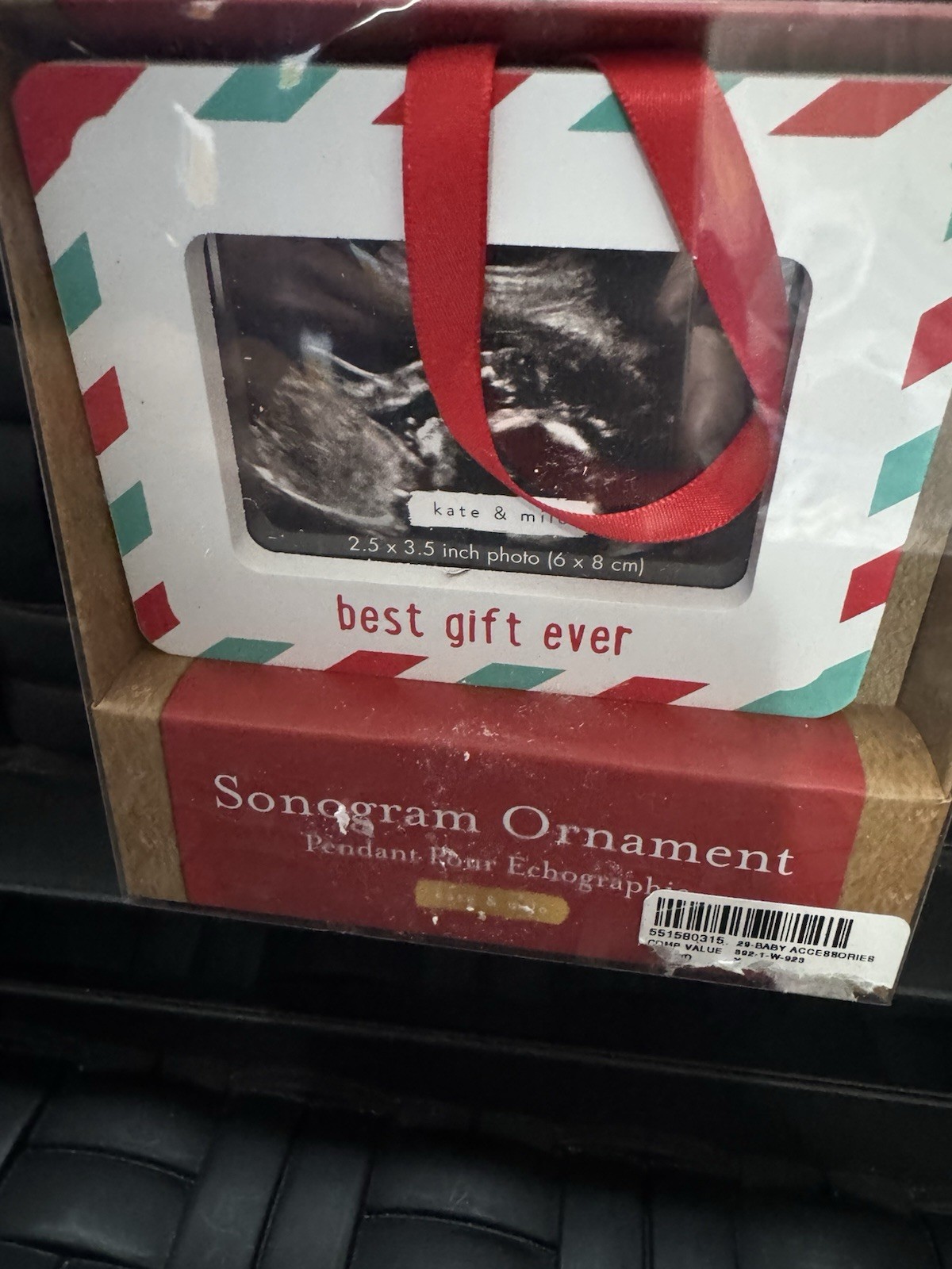 Sonogram Best Gift Ever Christmas Ornament Red Green NIB Gift Funny Surprise