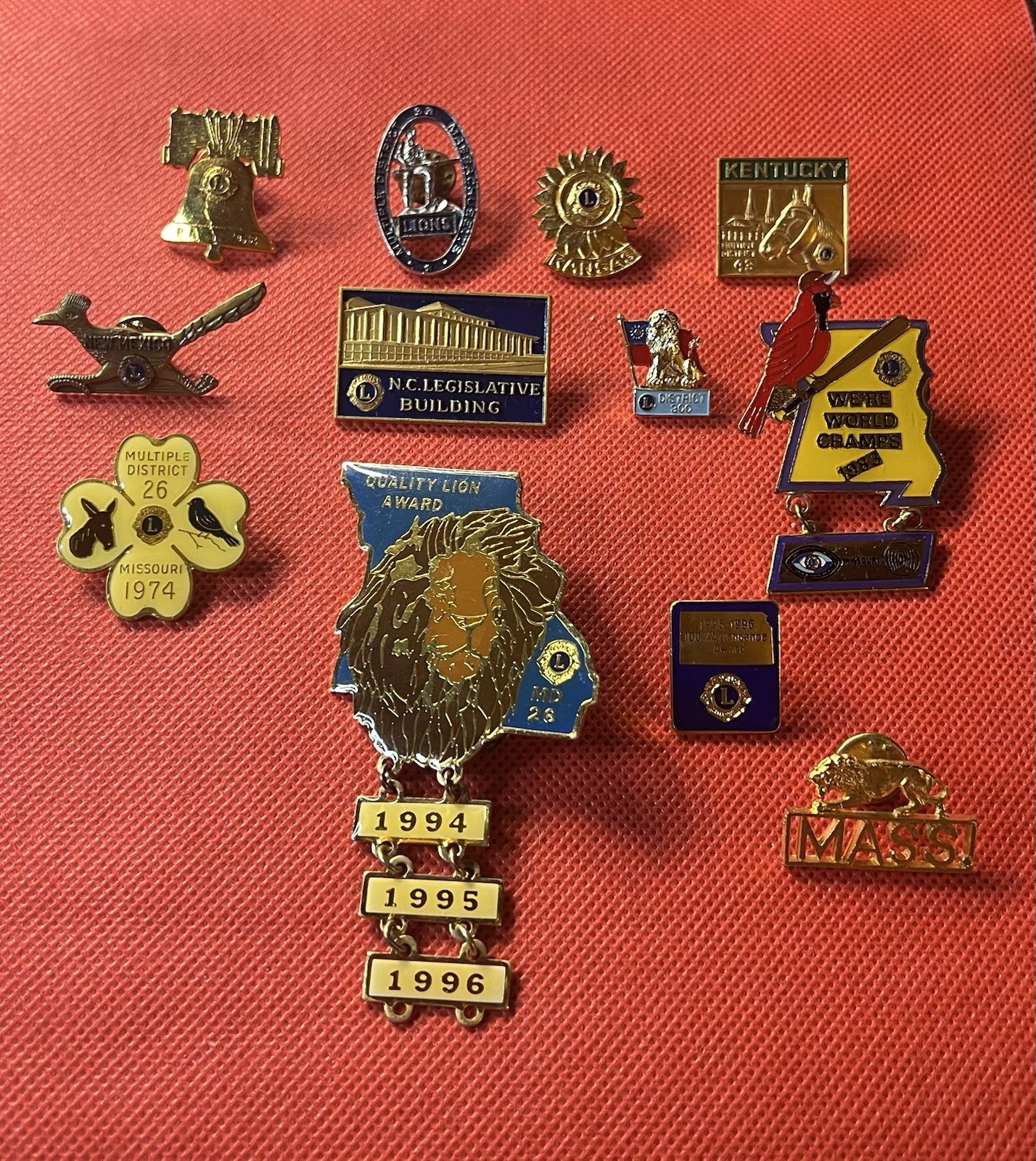 Lions Club International Pins Lot Of 12 Various States Lions Club International Pins Lot Of 12 Various States
