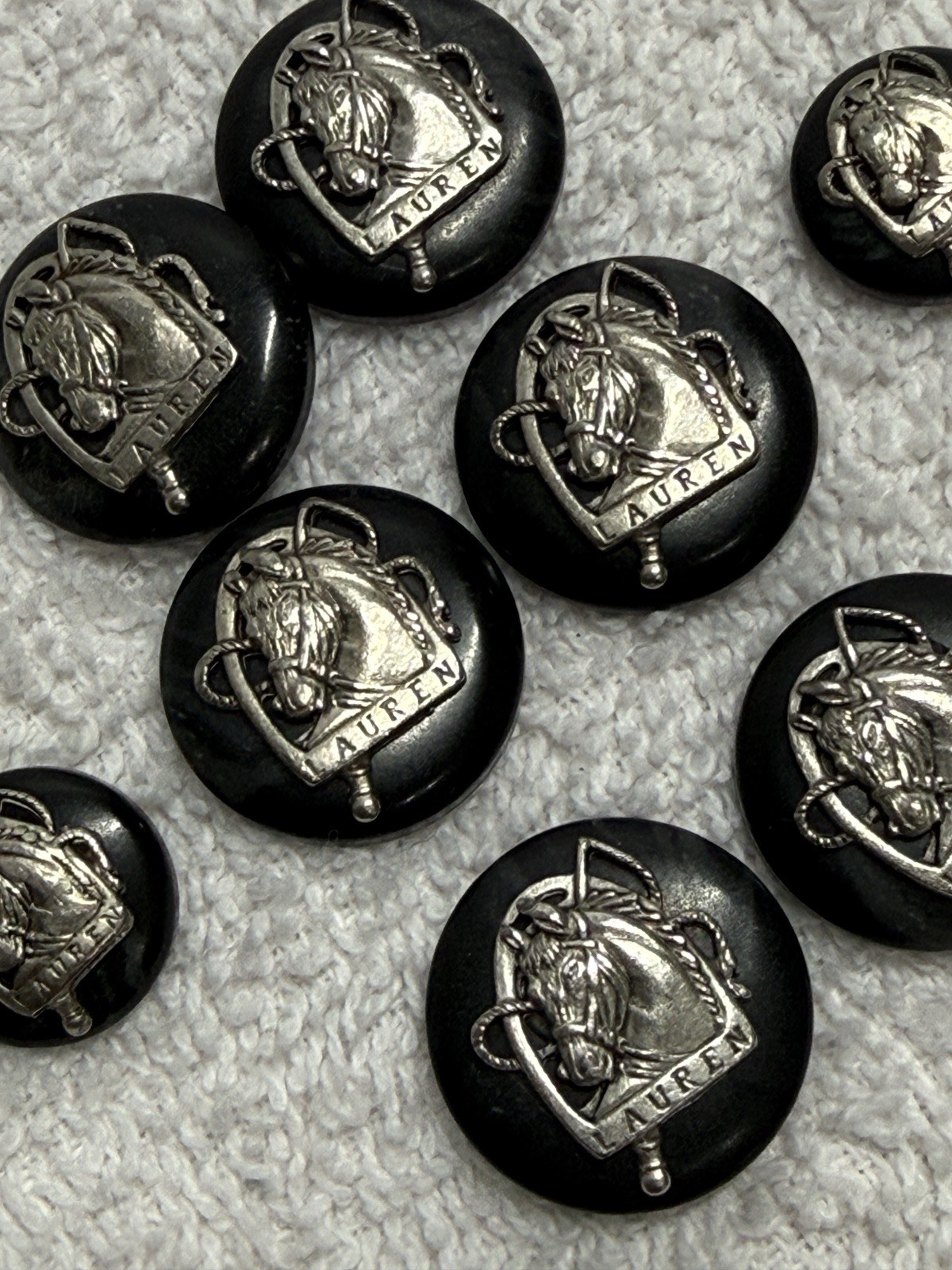 Vintage RALPH LAUREN Horse Head Equestrian Plastic & Metal Button Set