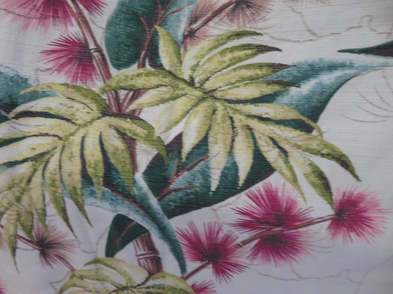 AMAZING Vintage 40's Florida Hotel Chic Barkcloth Drape Drapes Raspberry & Lime