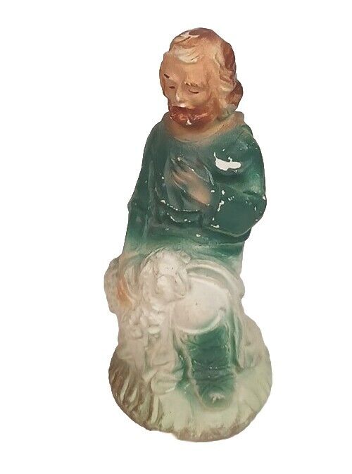 Shepherd Kneeling Nativity Figurine Vintage Plaster Collectable (Has Wear)