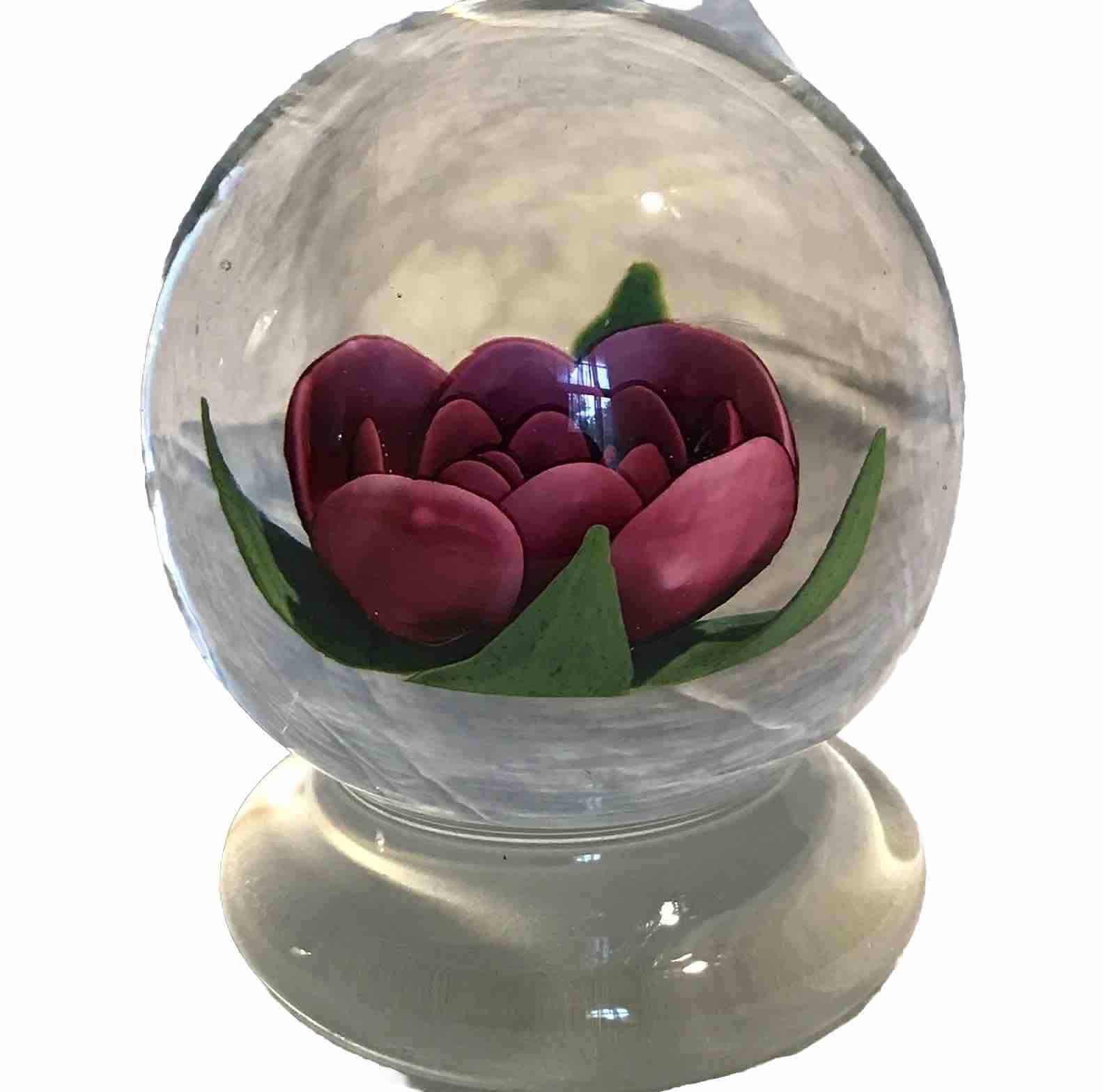 Millville Rose Paperweight by Robert Grablow Signed Millville Rose Paperweight by Robert Grablow Signed