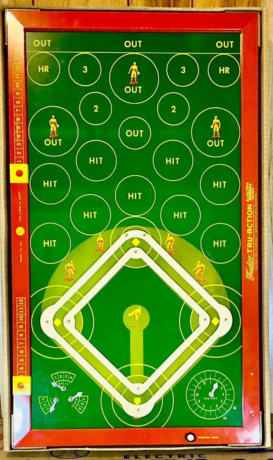 Vintage Tudor Tru-Action Electric Baseball Game Model No 550 Wood Metal Panel Vintage Tudor Tru-Action Electric Baseball Game Model No 550 Wood Metal Panel