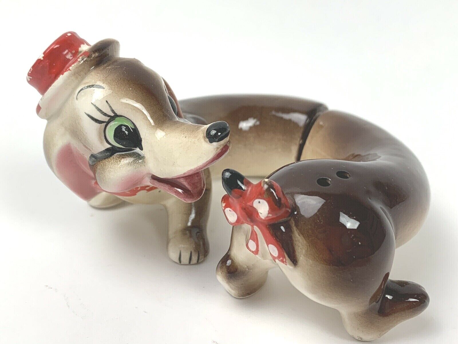 Vintage Artmark Hi Friend Dachshund Dog Long Salt and Pepper Shakers Japan