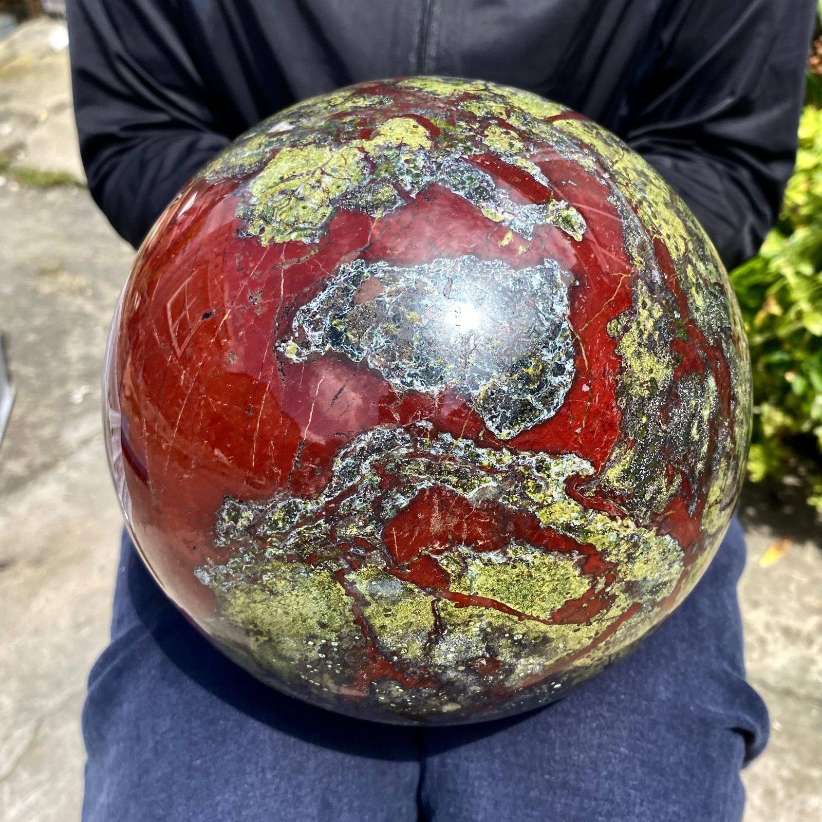 23.21LB Natural dragon blood stone quartz sphere crystal ball reiki healing