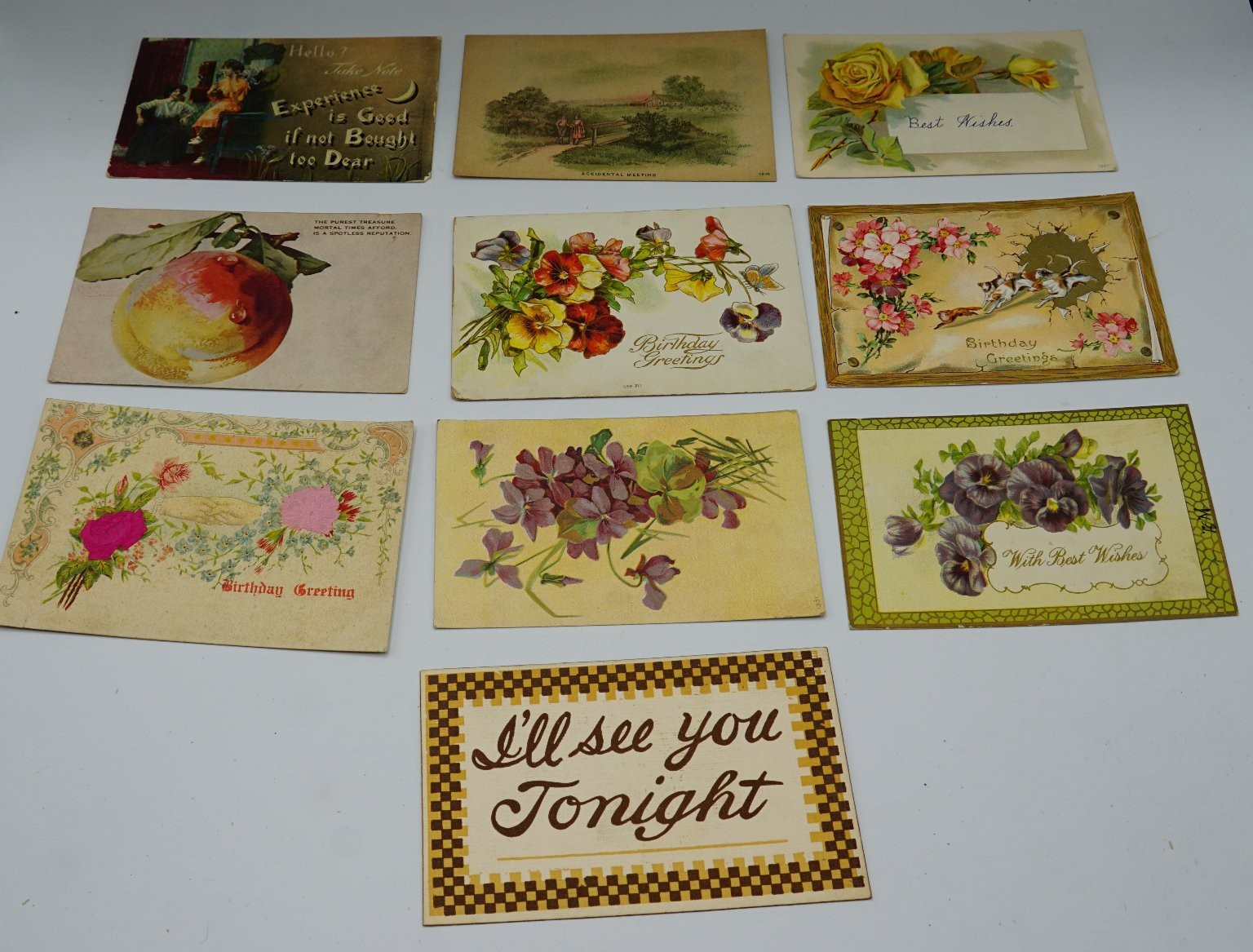 Antique Early 1900s Greetings Wishes Birthday etc. Postcards Set of 10 Antique Early 1900s Greetings Wishes Birthday etc. Postcards Set of 10