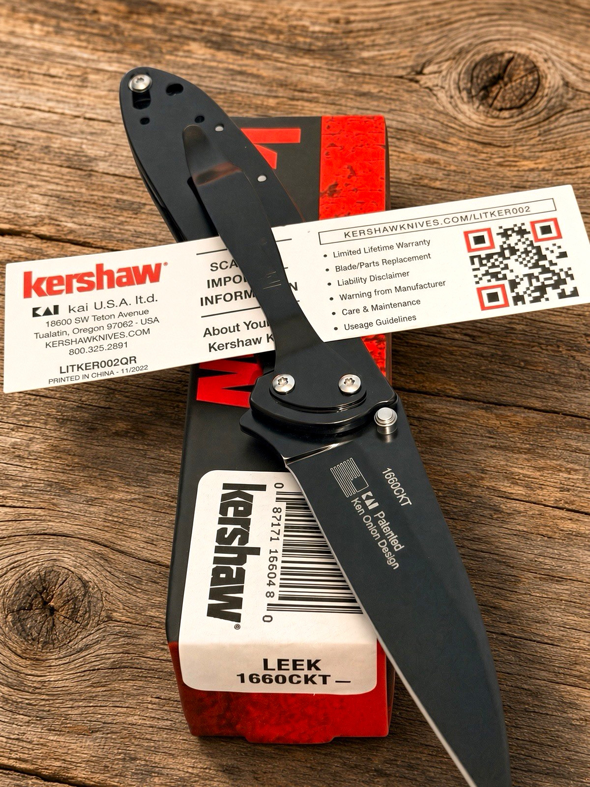 Kershaw Leek 1660CKT Black AUTHENTIC SS Drop Point Spring Assisted Open Kershaw Leek 1660CKT Black AUTHENTIC SS Drop Point Spring Assisted Open
