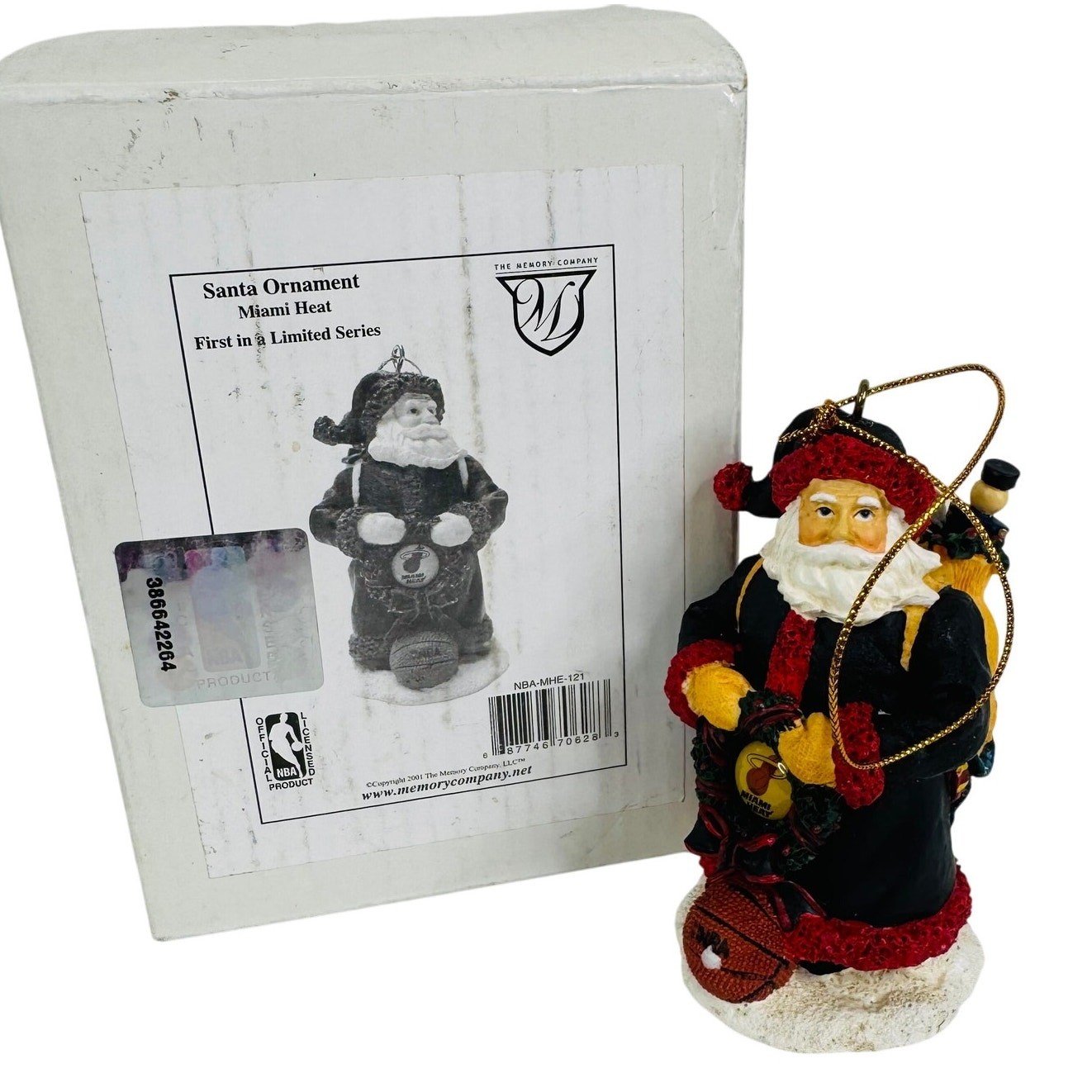 VTG 2001 The Memory Company Miami Heat Santa Christmas Ornament