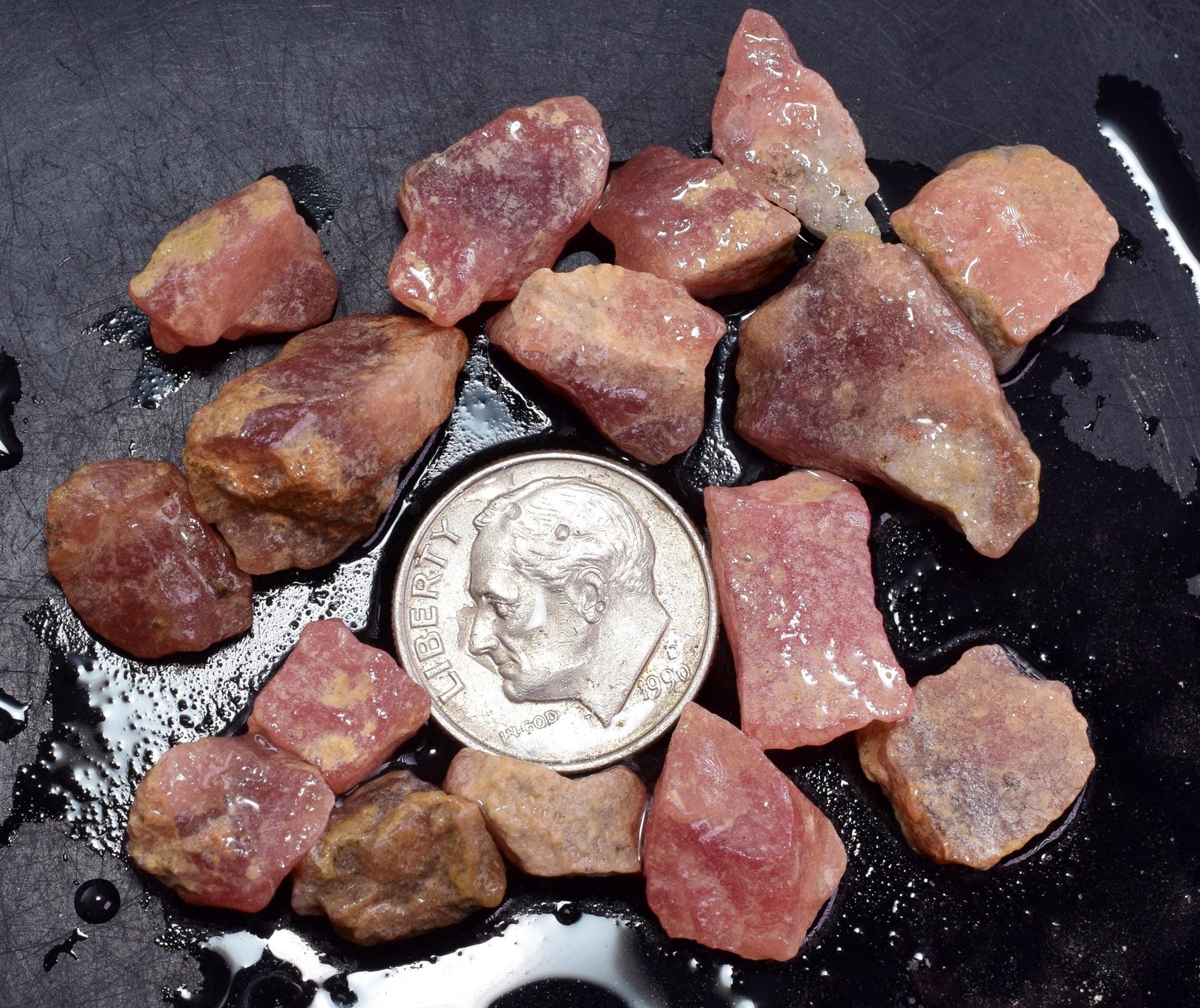 Lot 20 grams GEM RED RHODOCHROSITE Rough Ortiz Peru Gemstones Specimen R720