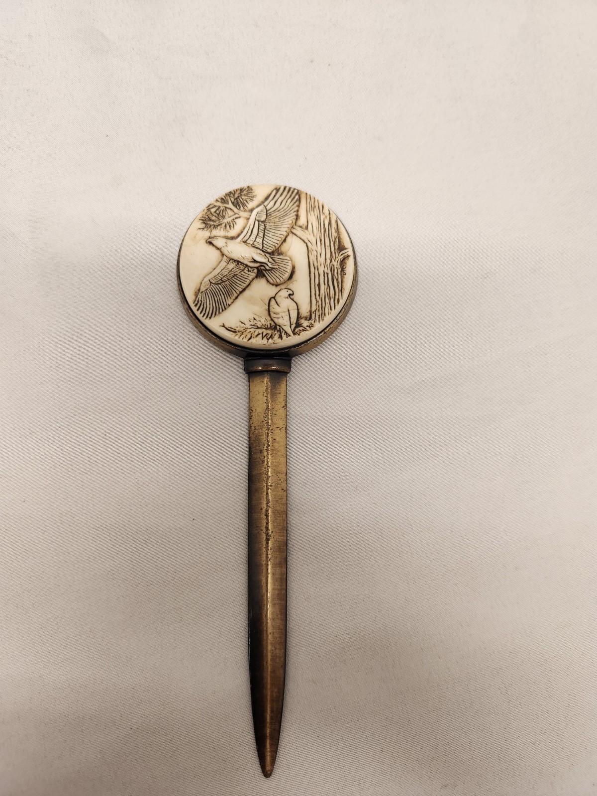 Vintage Eagle Letter Opener Scrimshaw Brass Style Made in Canada