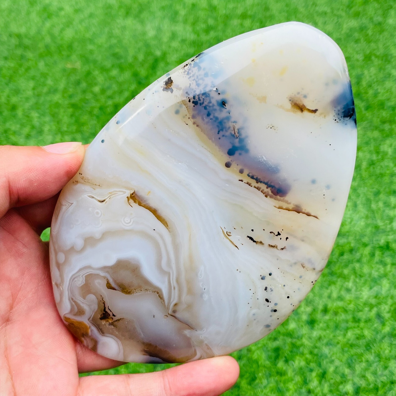 250g Natural Exquisite Totem Pattern Dendritic Agate Crystal Palm Stone Specimen