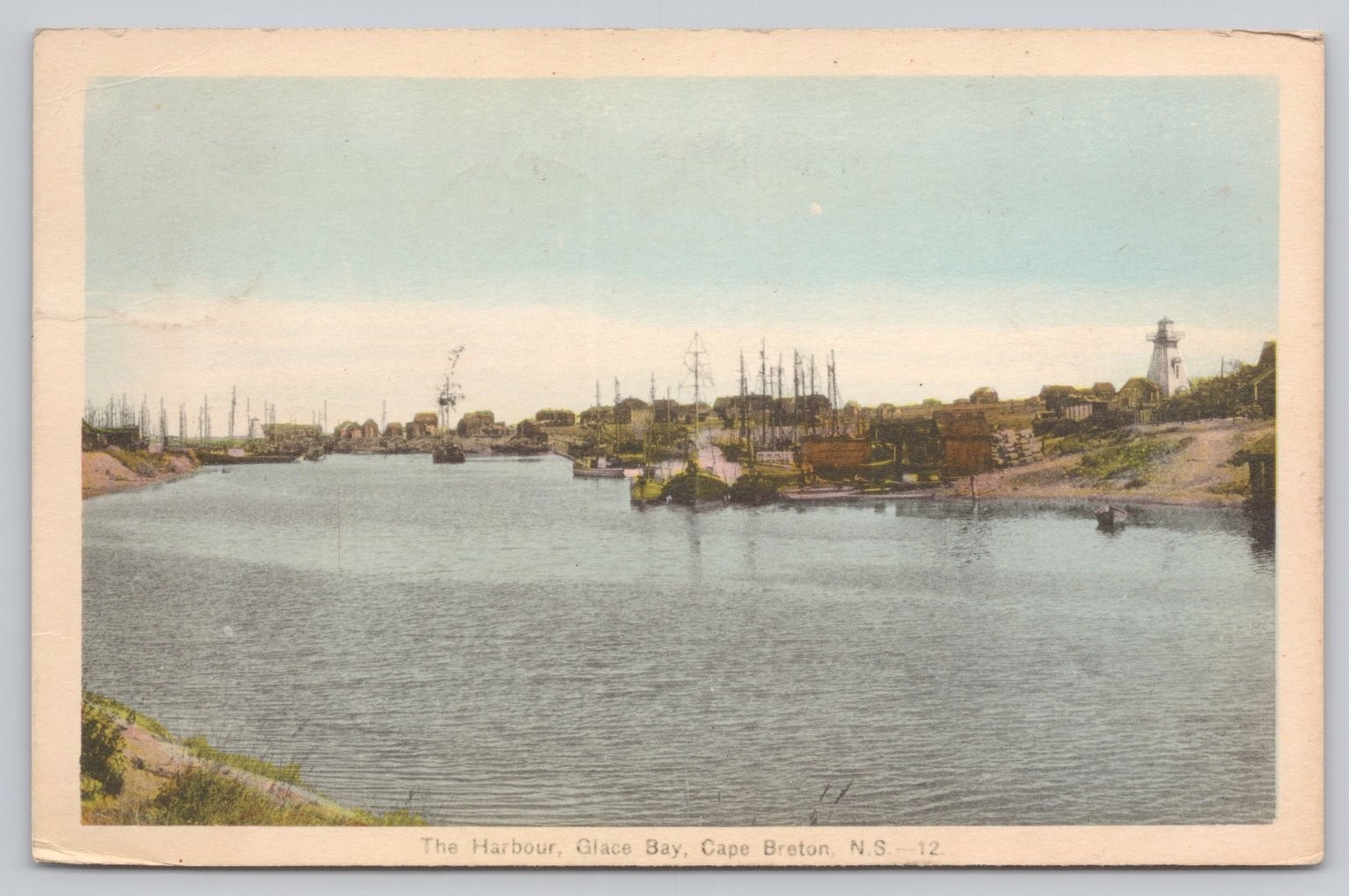 Vintage Harbour View Postcard Glace Bay Cape Breton Nova Scotia