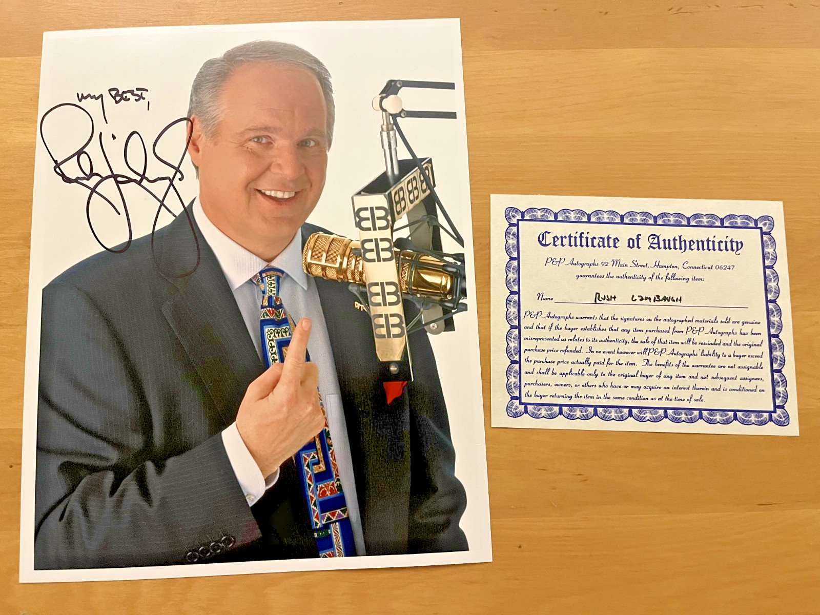 Rush Limbaugh autographed signed 8x10 photograph with COA