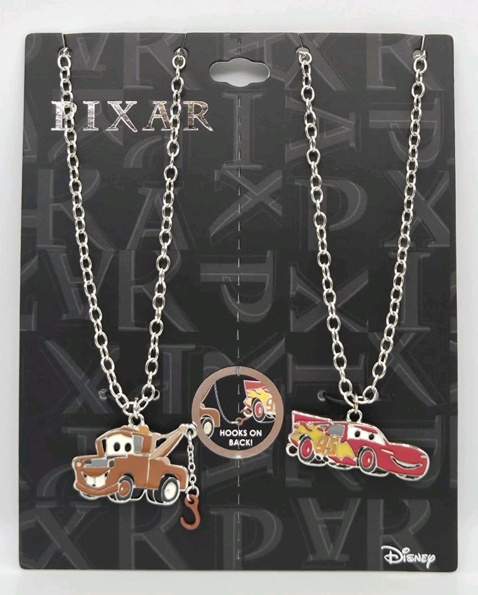 New Disney Pixar Cars Duo Best Friend Necklace Set Besties Mater & McQueen 