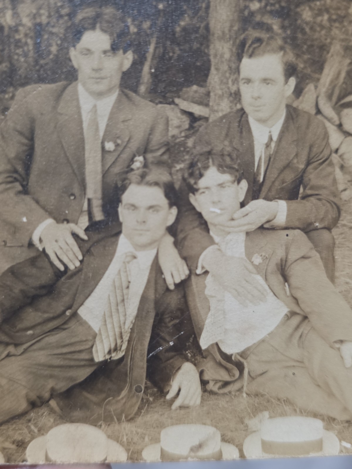 c. 1915 RPPC Handsome Young Men Affectionate Playful Gay Interest 