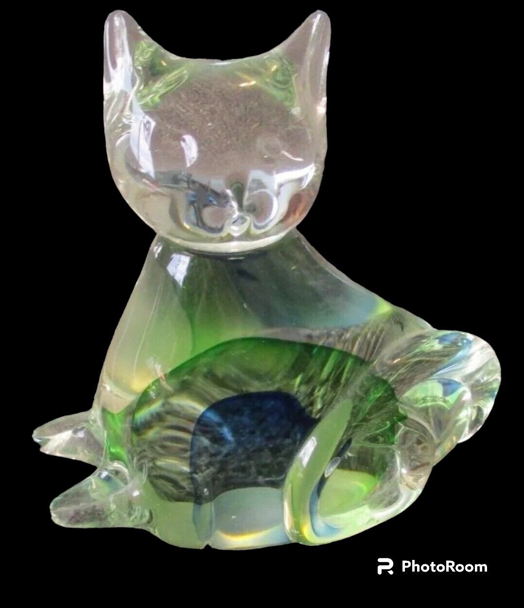 Hand Blown Art Glass Cat Kitten Figurine Sculpture Murano Style paperweight 