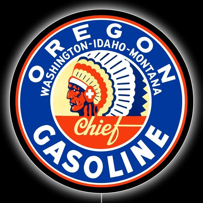Oregon Chief Gasoline NEW LED Hanging Lighted Sign: 23 Oregon Chief Gasoline NEW LED Hanging Lighted Sign: 23