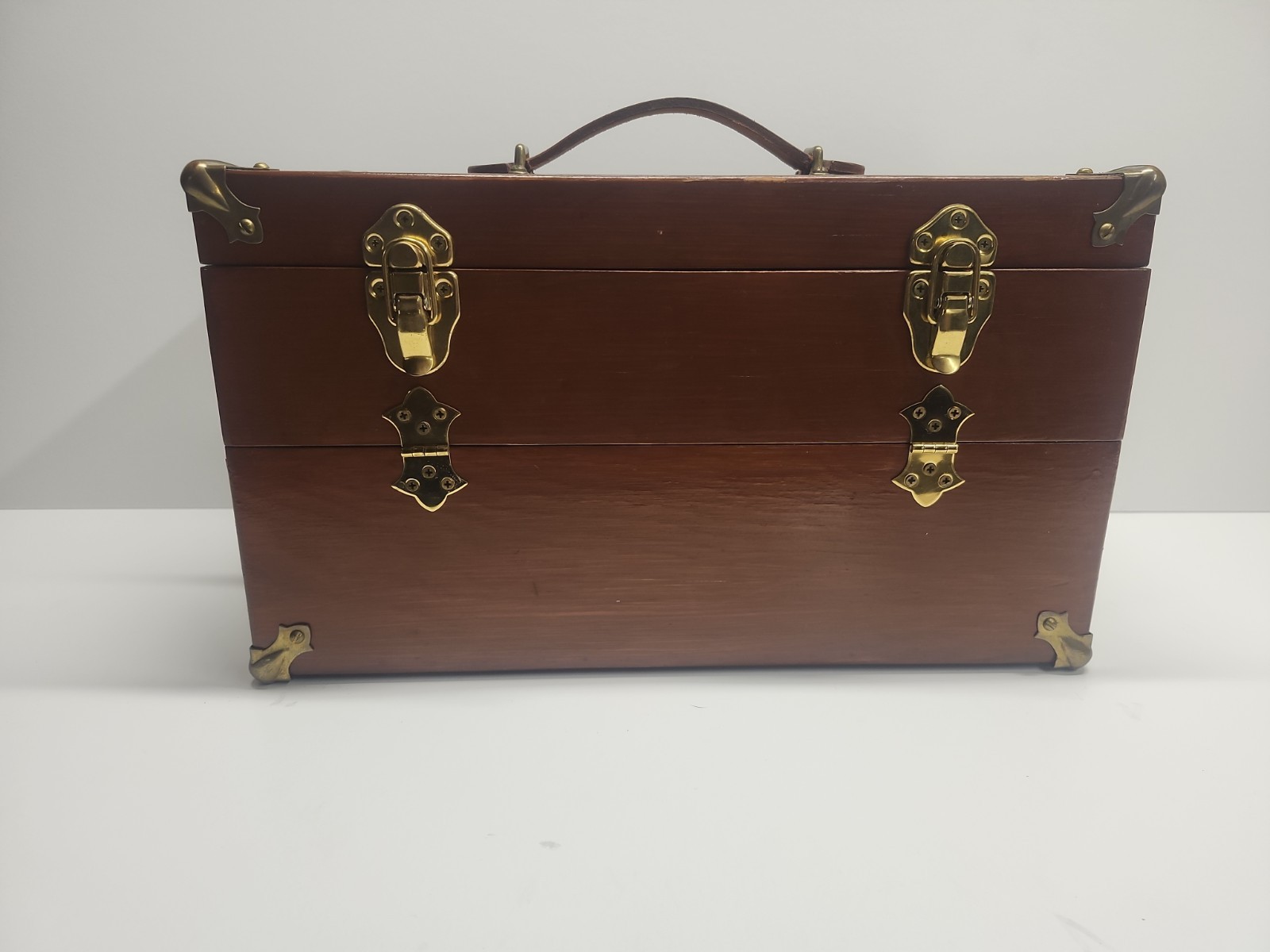 Vintage Gerstner Style Model 12 Wood Companion Chest Blue Felt Tray 15.5x9x8.5